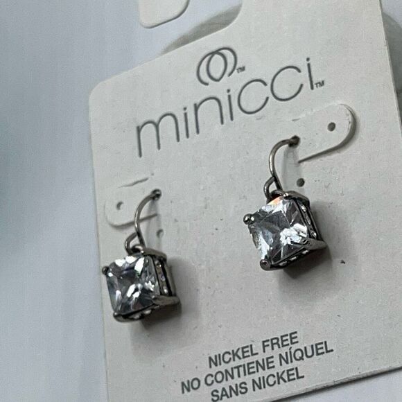 Minicci Silver Princess Cut Crystal Dangle Earrings Earrings $16ea / 3 for $25 - Picture 5 of 6